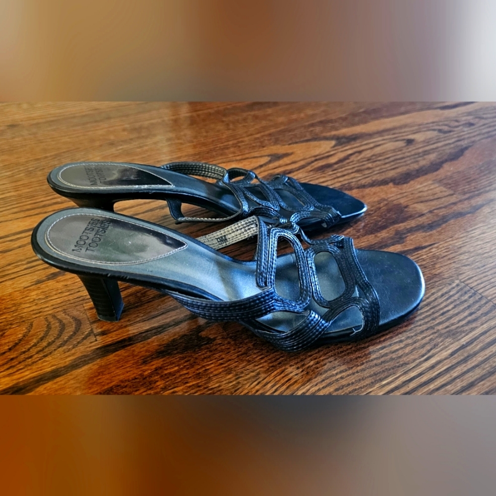 Mootsies Tootsies Elegant Black Open Toe Heeled Sandals Size 9